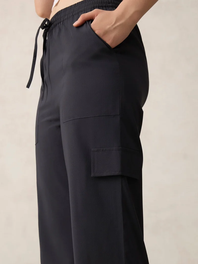 Outzidr  Grey Stylized Cargo pants for Women | Best Price UAE